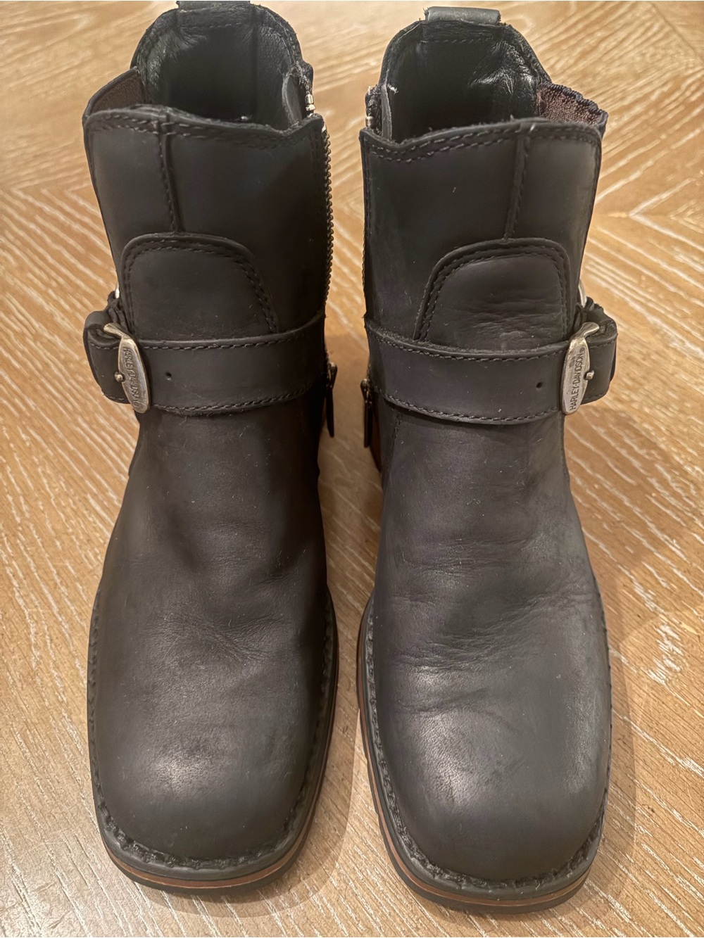 Harley-Davidson Woman’s Black Leather Harness Ankle/Moto Riding Boots Size-5.5